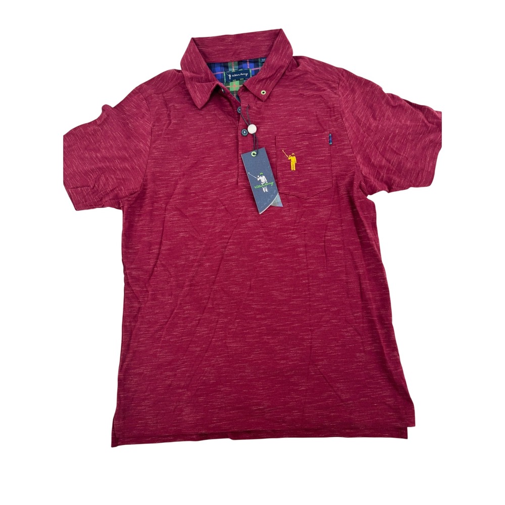 William Murray Polo Shirt Mens New Small Burgundy Heathered Golf Pocket
